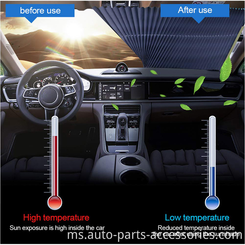 Kurangkan kereta di dalam suhu SUM Sun Prooffield Shade Shade Aluminium Aluminium Kereta Tirai Sunshade